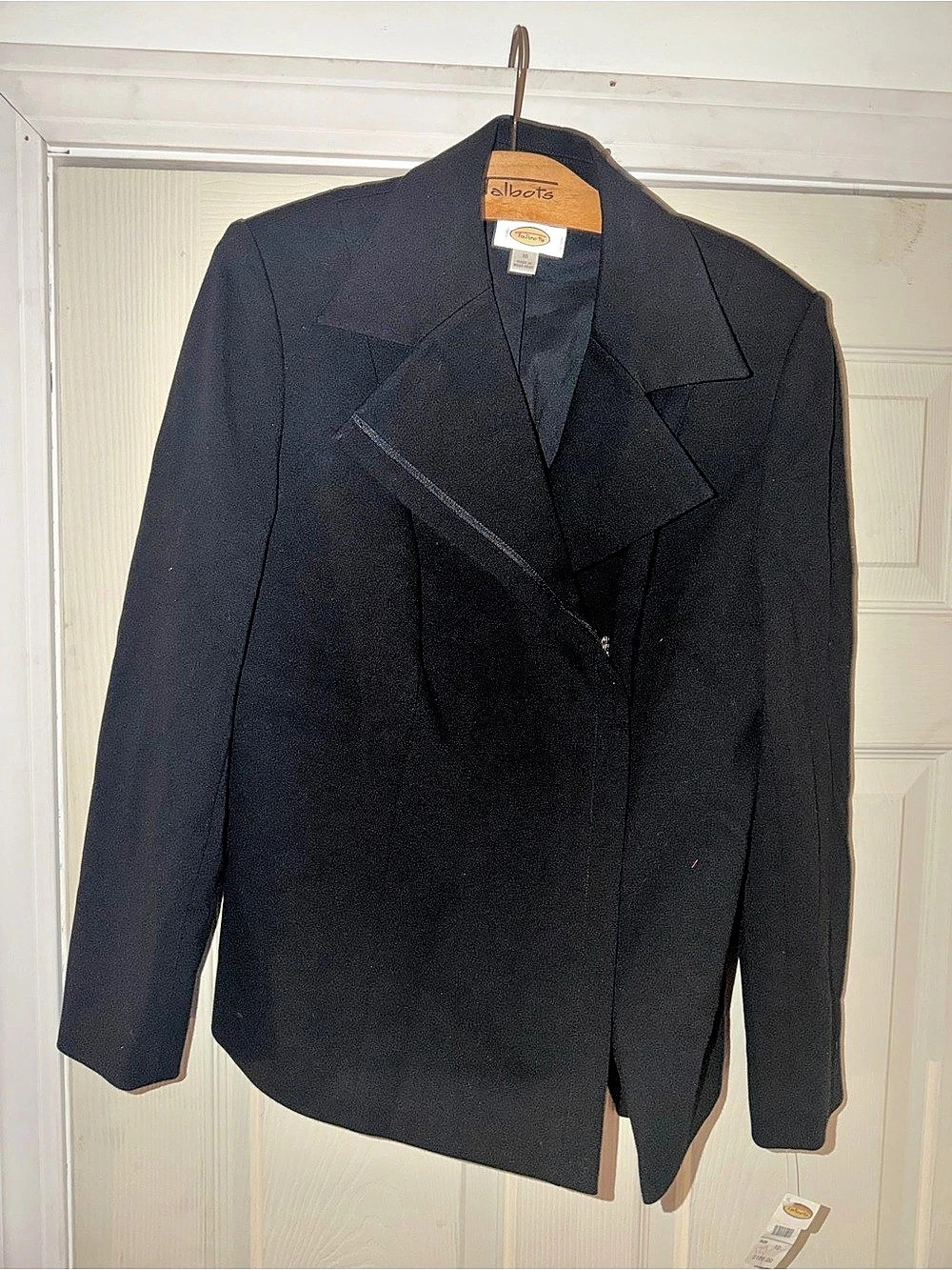Talbots Asymmetrical Zip Blazer Jacket Women's Black Size 10